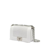 Borsa a mano da donna 100% Pvc FLAT S BALL-OFF BLANC + BRUSH SILVER Marc Ellis
