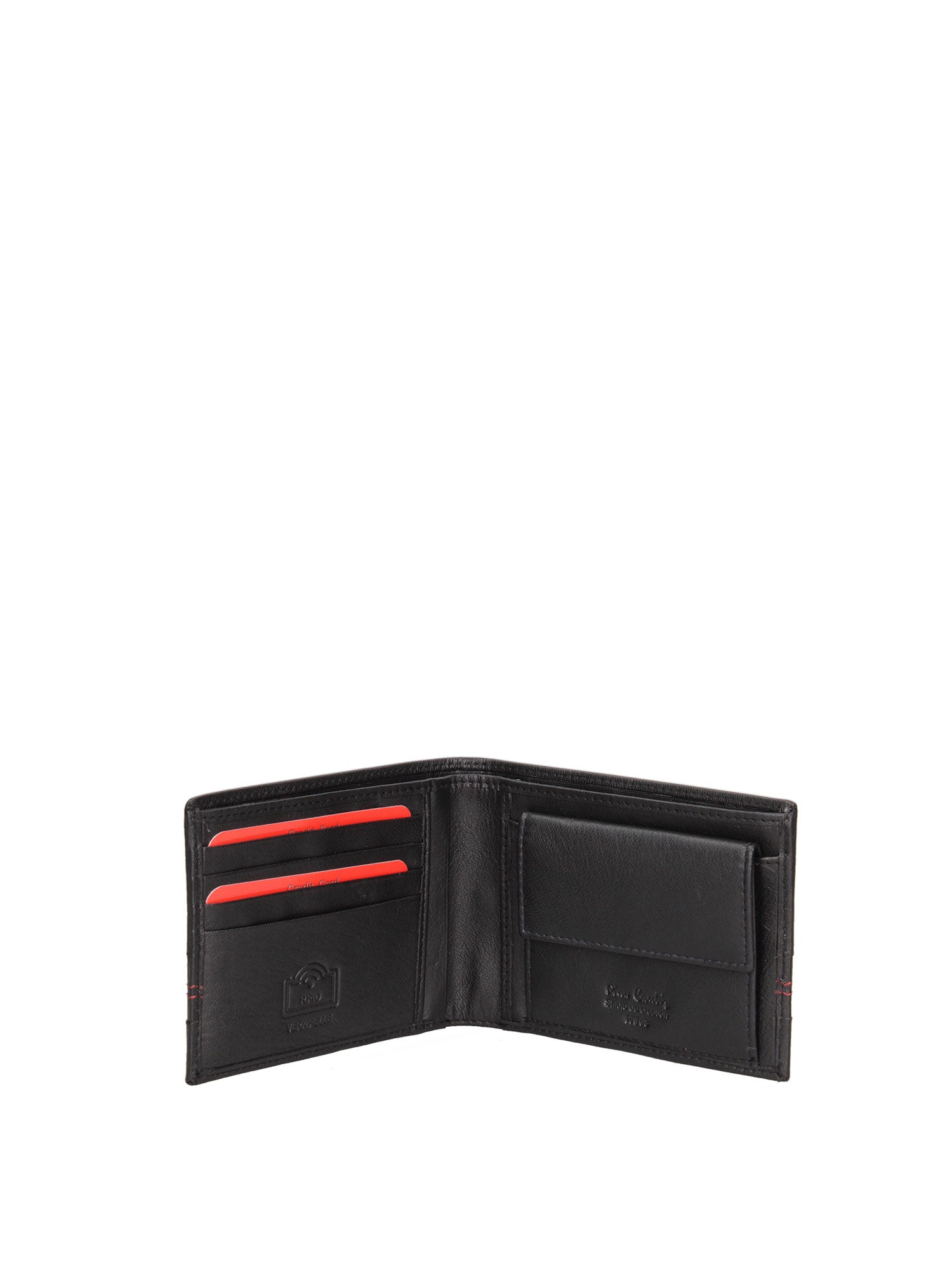 Portafoglio uomo in vera pelle Sfoderato 8805-97-NERO-ROSSO Pierre Cardin