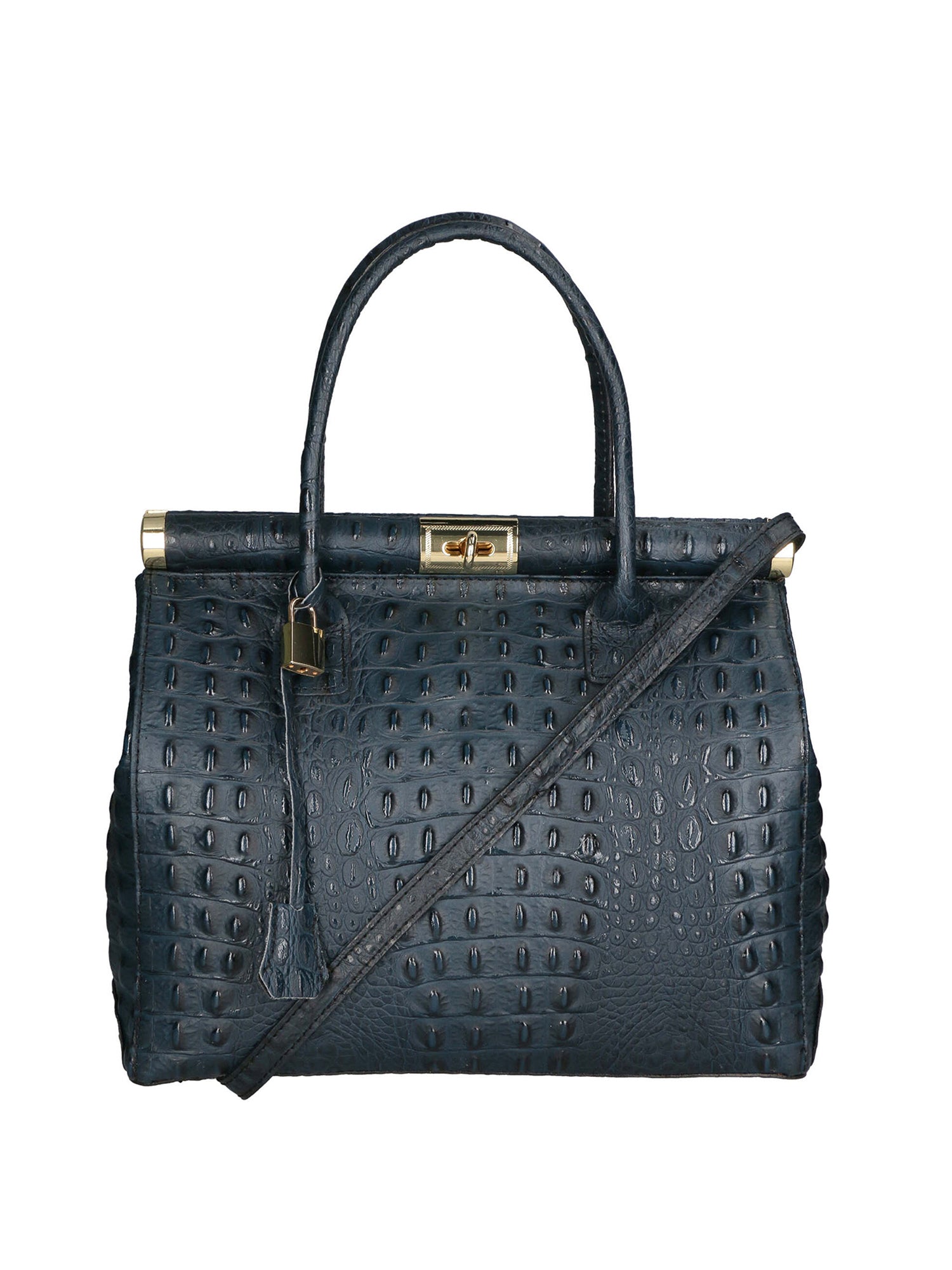 Deborah Borsa a mano da donna Pelle Croco Stampata 7727-C26 BLU SCURO Gave Lux