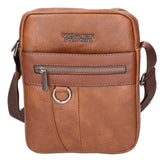 Borsa a tracolla uomo 100% pelle PU PCL3009-BROWN Northampton Polo Club