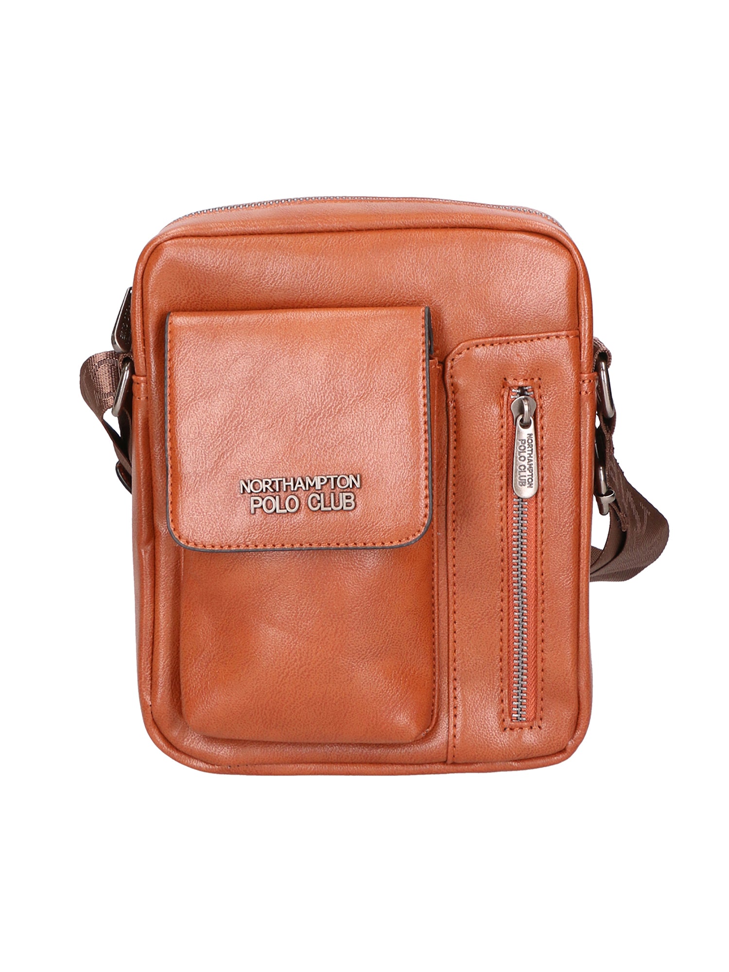 Borsa a tracolla uomo 100% pelle PU PCL3105-BROWN Northampton Polo Club