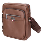 Borsa a tracolla uomo 100% pelle PU PCL3024-LIGHT BROWN Northampton Polo Club
