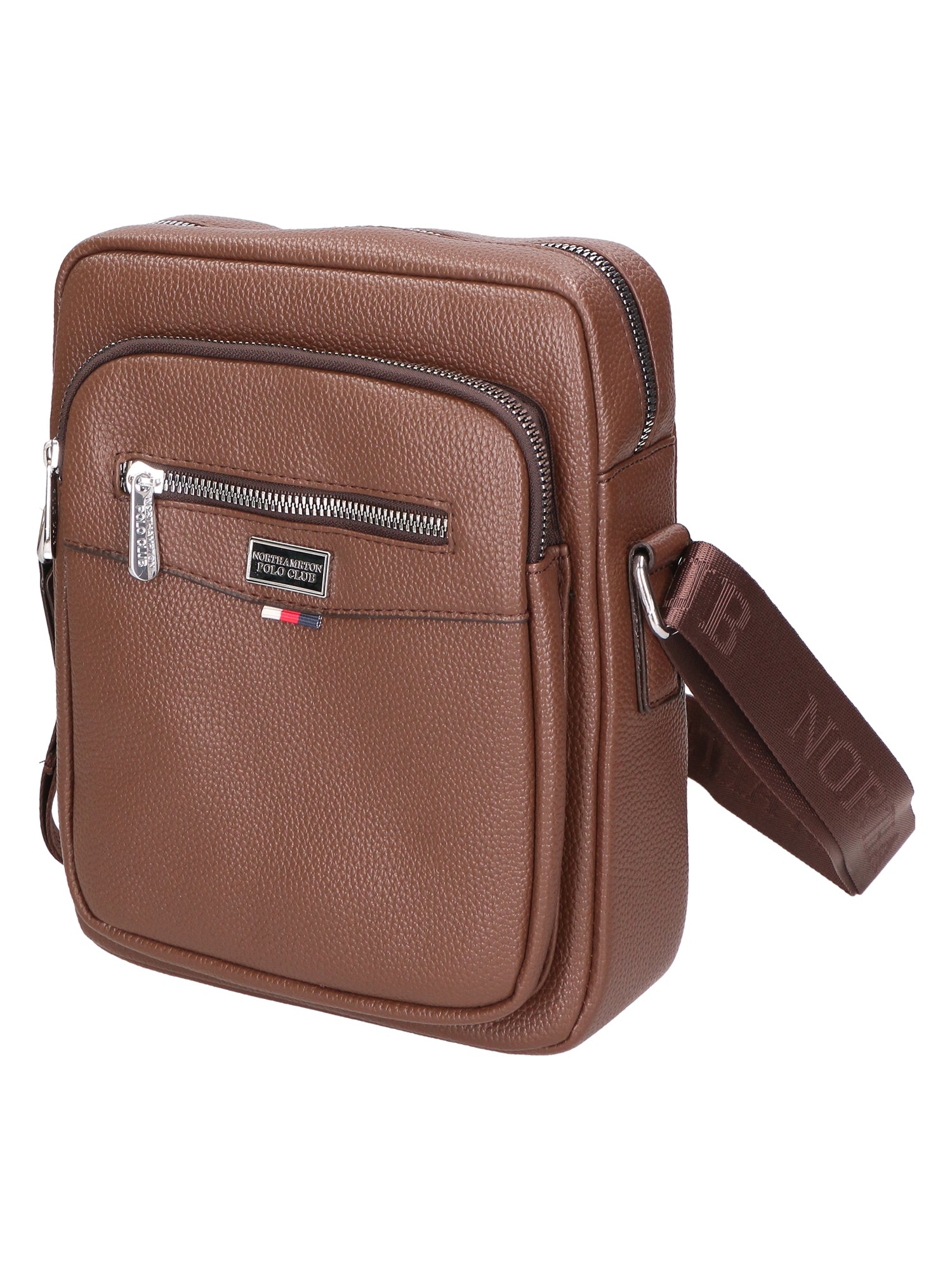 Borsa a tracolla uomo 100% pelle PU PCL3024-LIGHT BROWN Northampton Polo Club