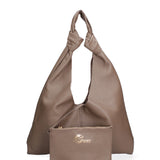Borsa a spalla da donna 100% vera pelle 07156-D40 TAUPE Viola Castellani