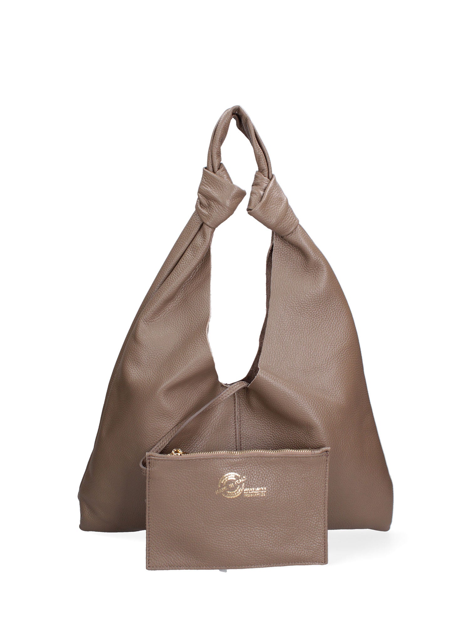Borsa a spalla da donna 100% vera pelle 07156-D40 TAUPE Viola Castellani