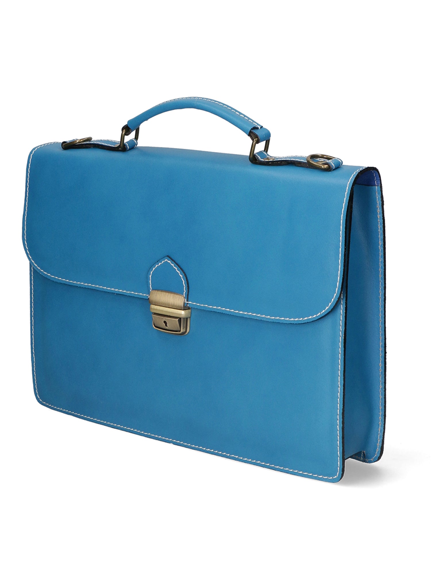 Dafne Borsa da lavoro unisex Vera pelle 7004-TURCHESE Gave Lux