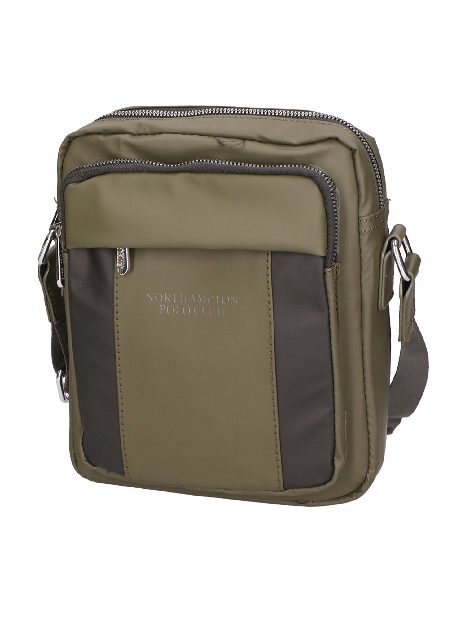Borsa a tracolla uomo 100% pelle PU PCL3016-GREEN+BLACK Northampton Polo Club