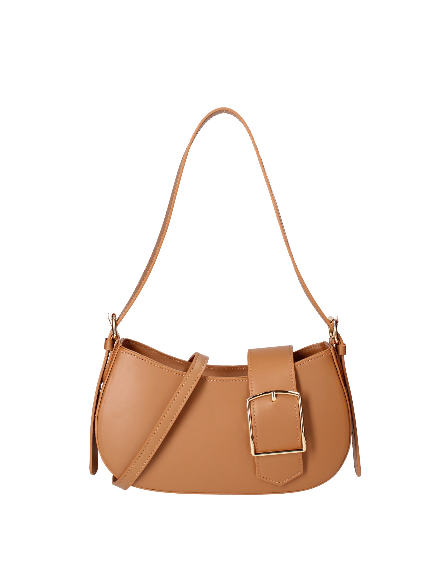 Borsa a spalla da donna 100% vera pelle 07213-L125 CAMEL Roberta Rossi