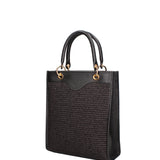 Borsa a mano da donna Misto pelle e tessuto 07149-12 NERO Roberta Rossi