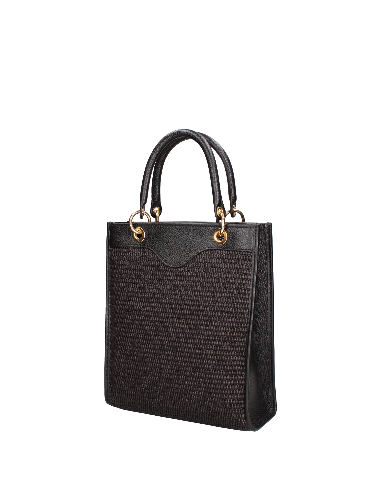 Borsa a mano da donna Misto pelle e tessuto 07149-12 NERO Roberta Rossi