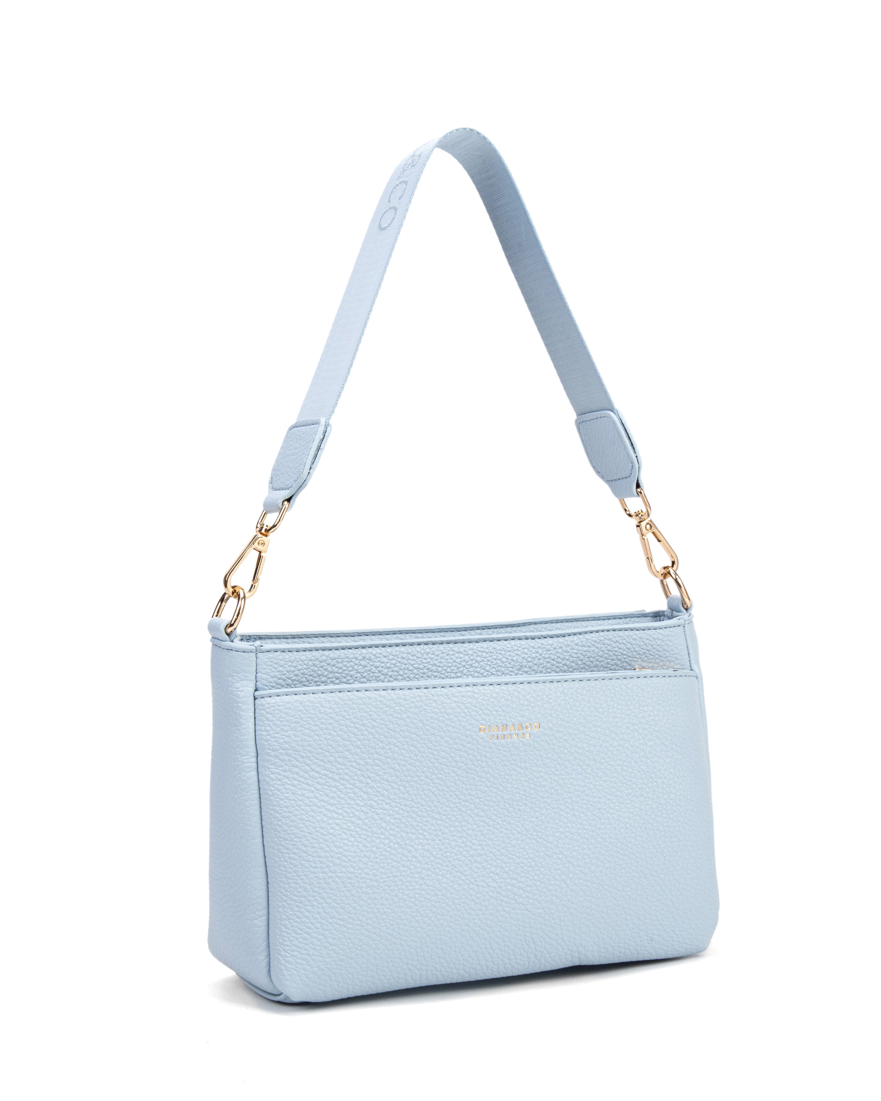Borsa a spalla da donna 100% pelle vegana PU 703-1PT-LIGHTBLUE Diana&co
