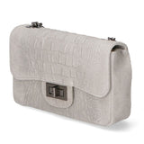 Camilla Borsa a tracolla da donna Pelle scamosciata croco 10029-GRIGIO Gave Lux