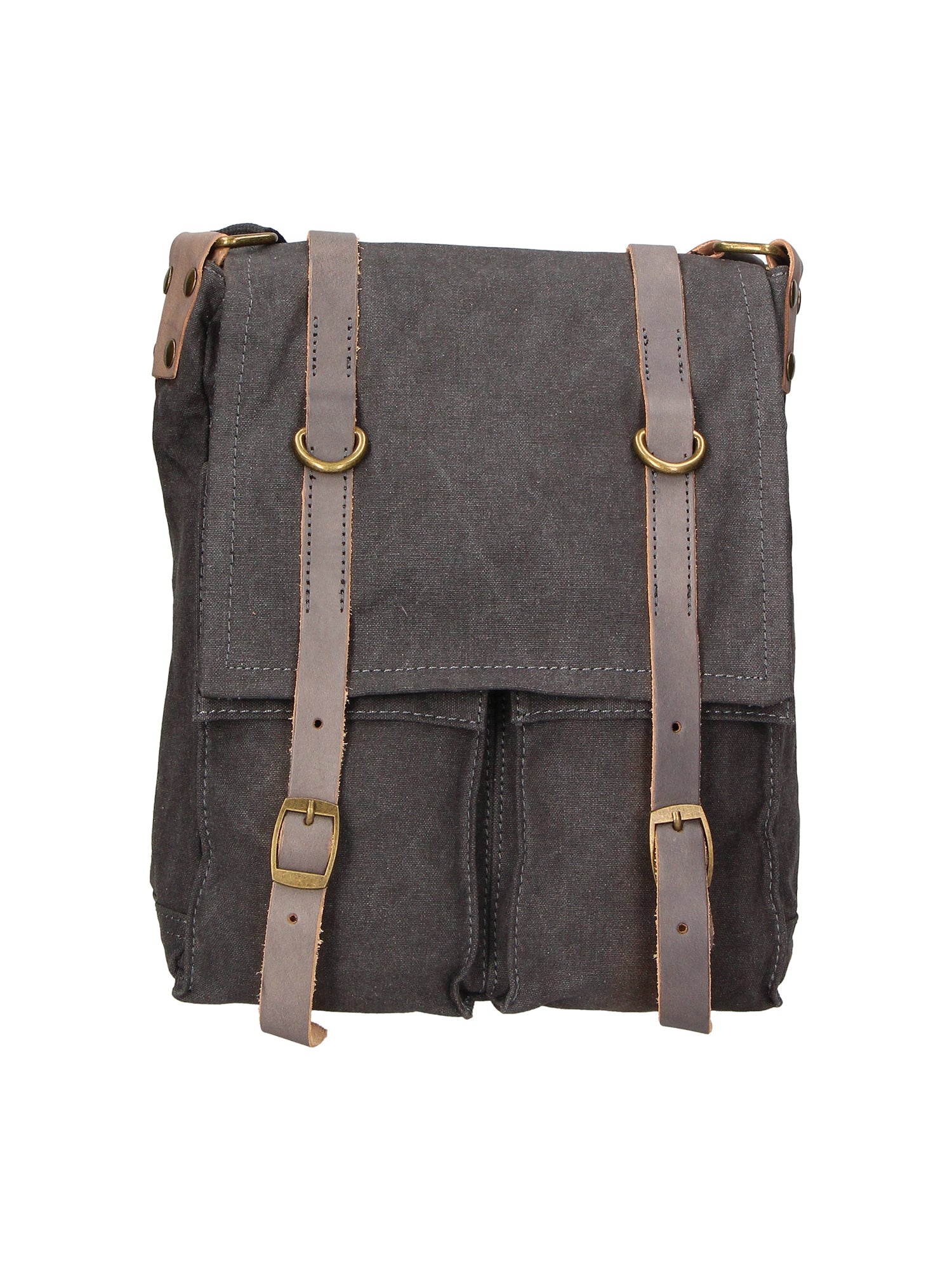 Milena Borsa a tracolla unisex Canvas e vera pelle ZG3009-NERO BLACK Gave Lux