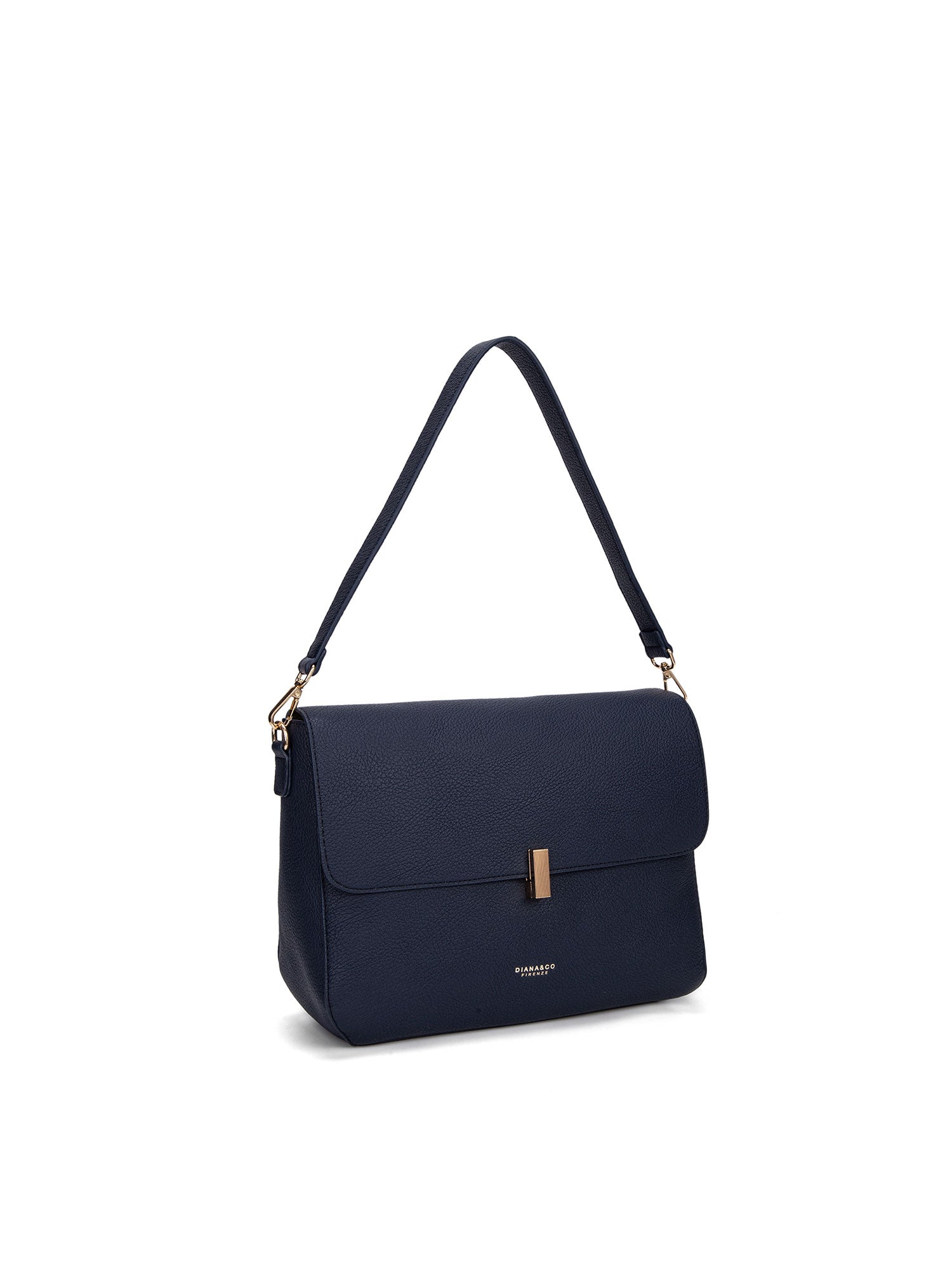 Borsa a spalla da donna 100% pelle vegana PU 740-1PT-NAVY BLUE Diana&co