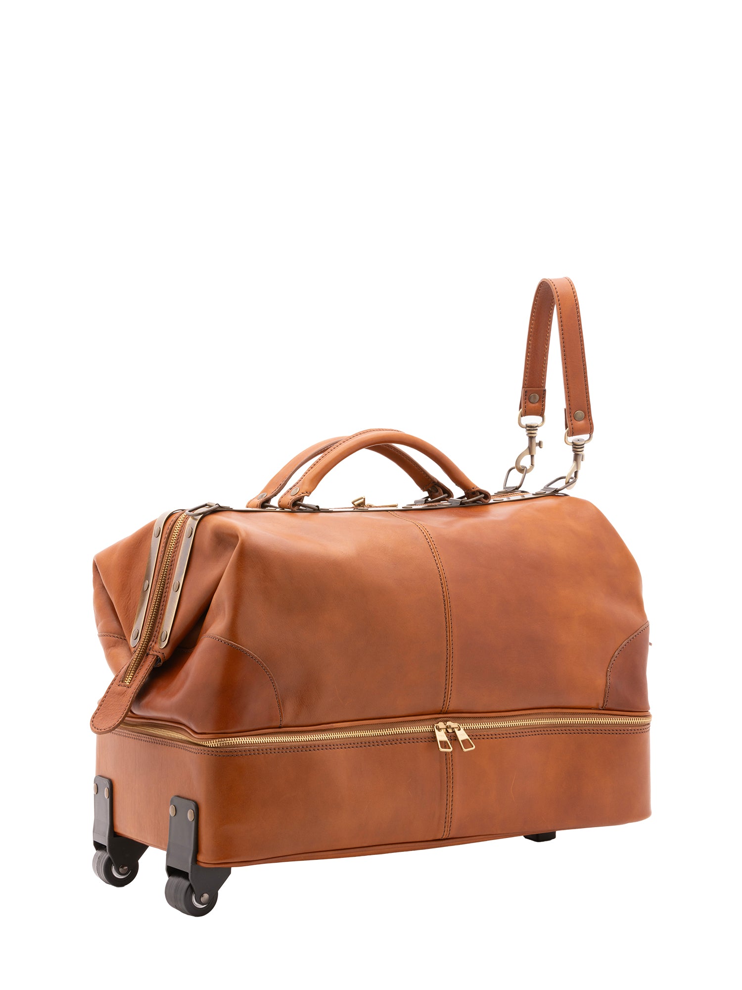 Borsa da viaggio unisex in vera pelle Made in Italy 4084-MIELE Alessia Firenze