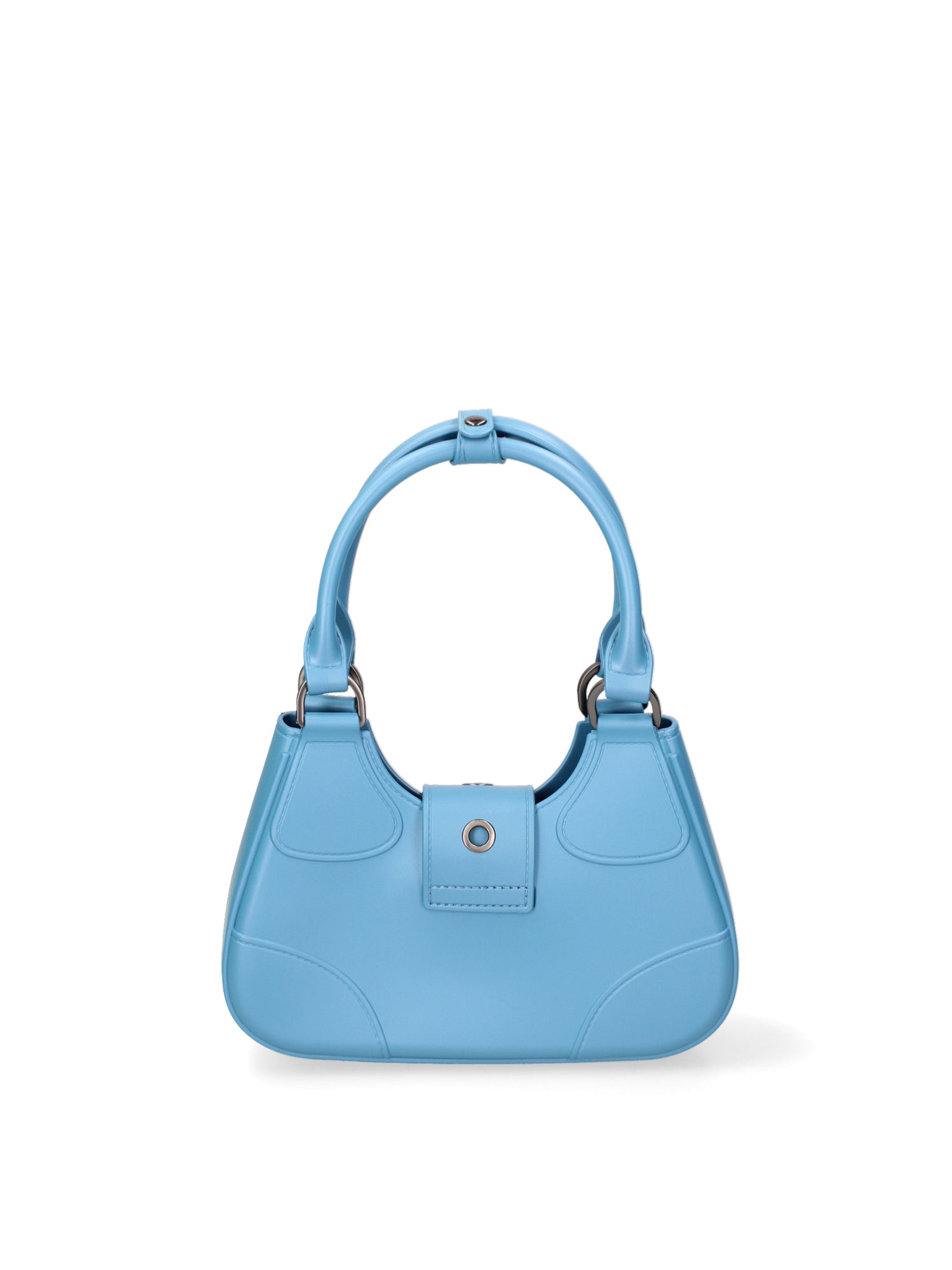 Borsa a mano da donna 100% PVC FLAT-CIRCLE-SUGAR BLUE - SATIN CDF Marc Ellis