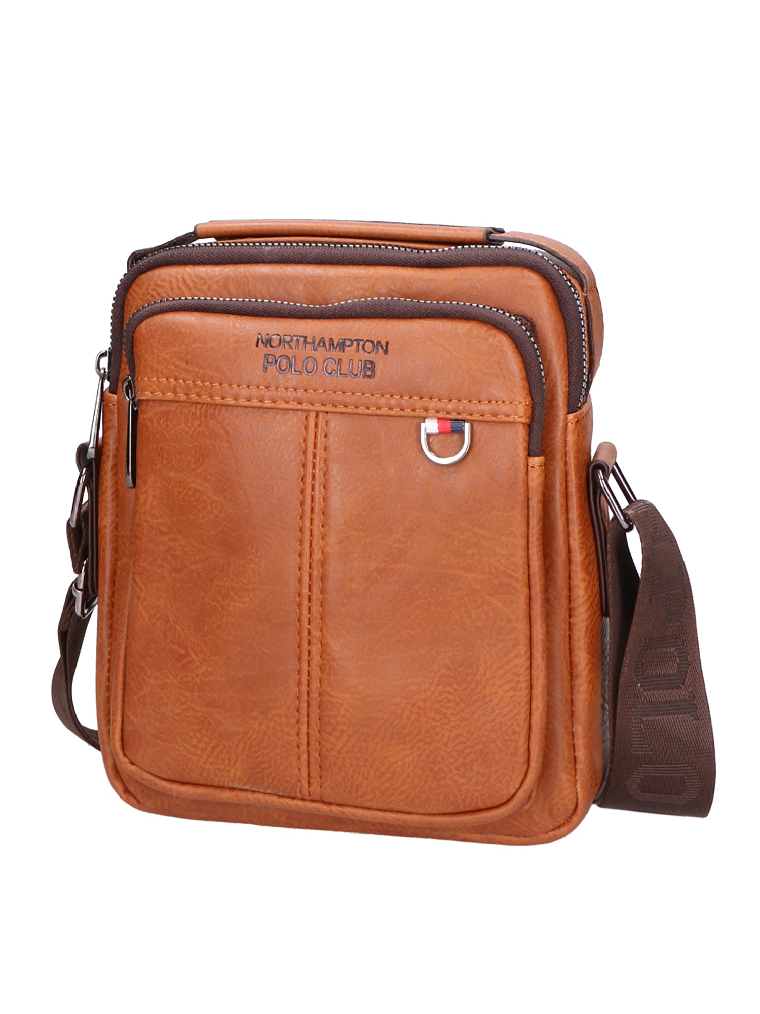 Borsa a tracolla uomo 100% pelle PU PCL3056-BROWN Northampton Polo Club