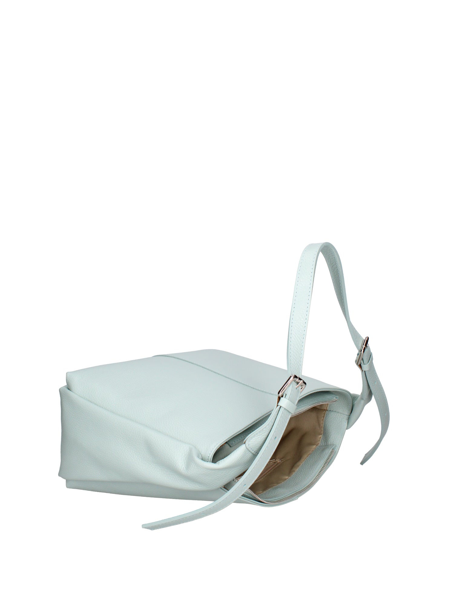 Borsa a spalla da donna Misto pelle e tessuto 07157-D102 CIELO Roberta Rossi