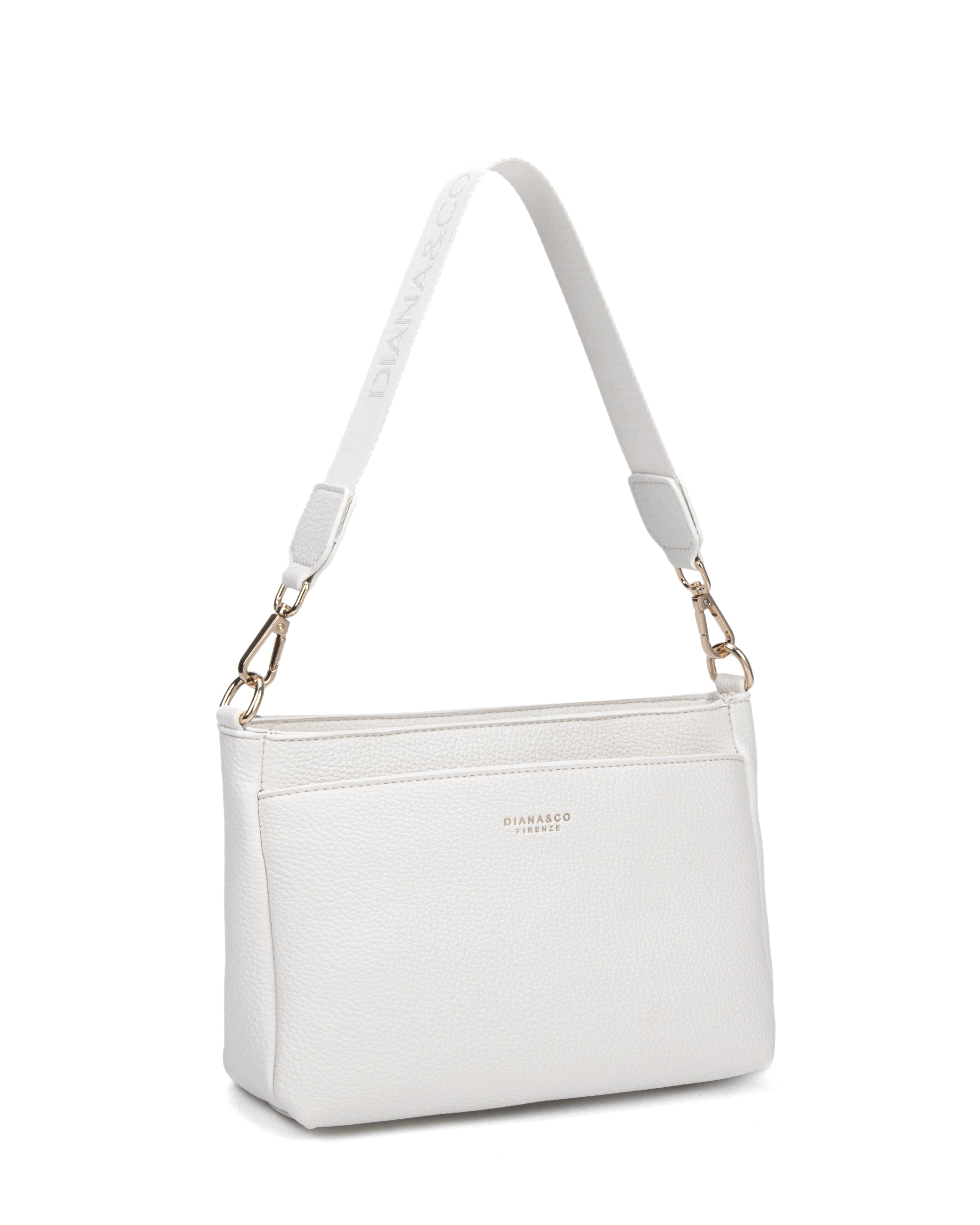 Borsa a spalla da donna 100% pelle vegana PU 703-1PT-WHITE Diana&co