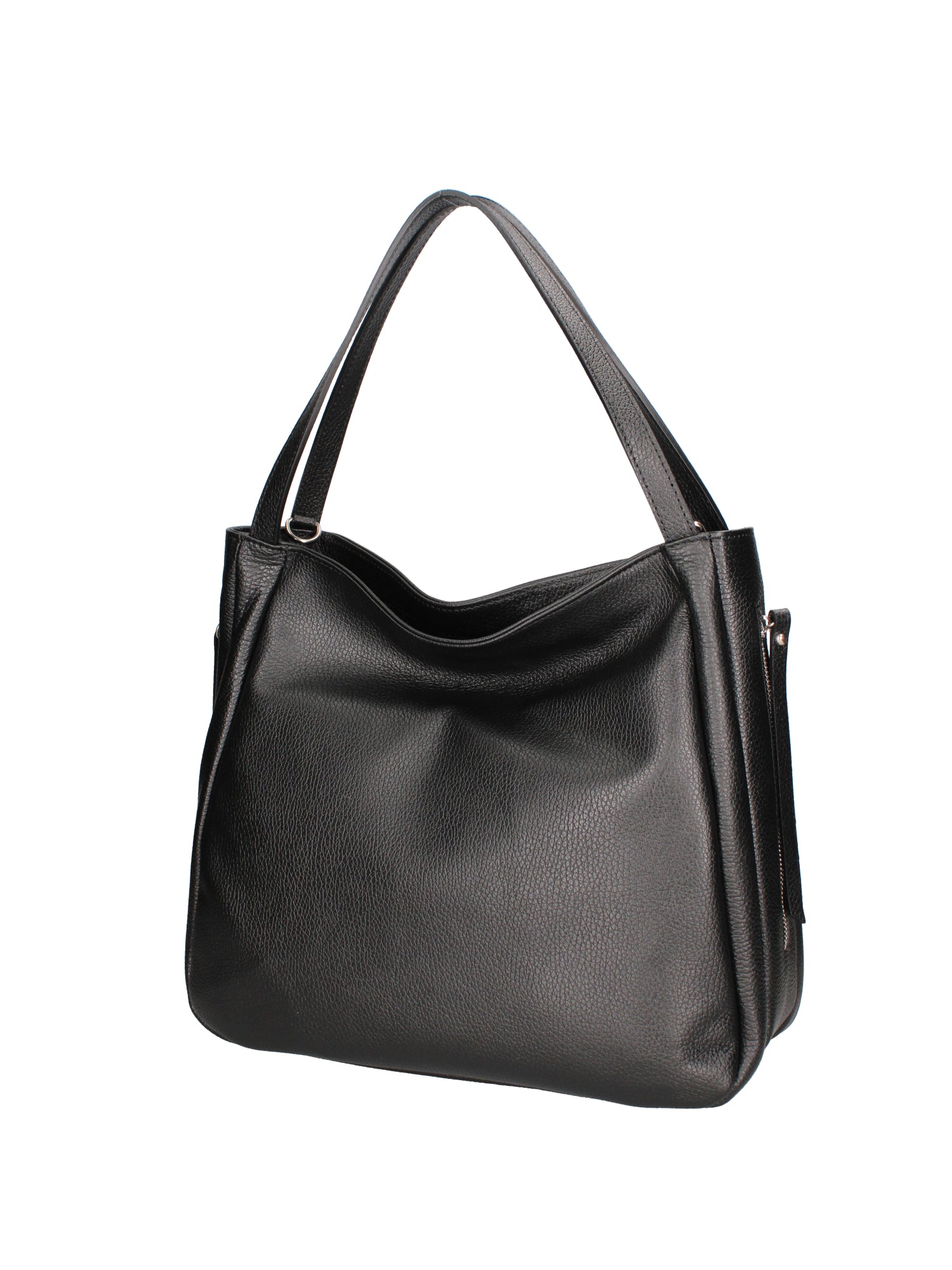 Borsa a spalla da donna Misto pelle e tessuto 07155-D28 NERO Roberta Rossi