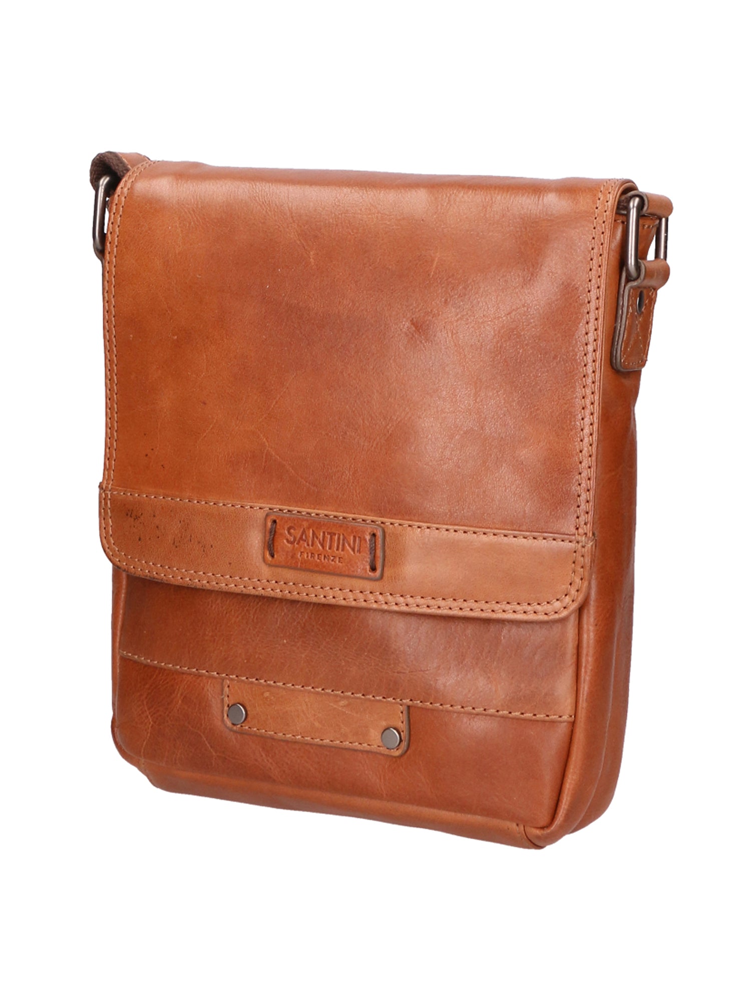 Borsa a tracolla unisex vera pelle Made in Italy SN5862347-TAN Santini Firenze