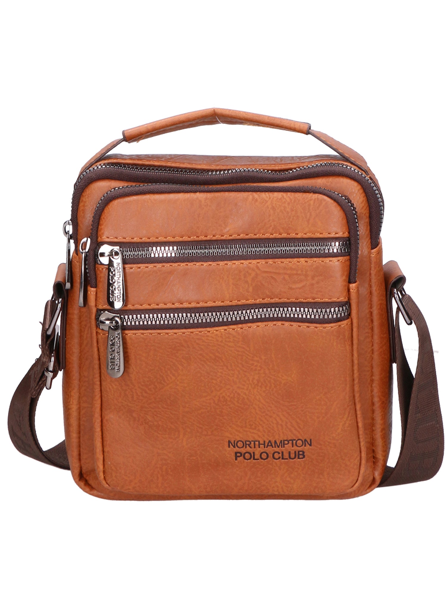 Borsa a tracolla uomo 100% pelle PU PCL3055-BROWN Northampton Polo Club