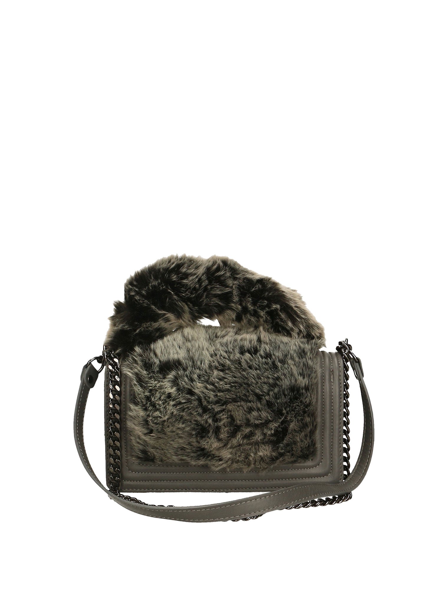 Silvana Pro Borsa a tracolla donna Vera pelle + Calfhair 6599-GRIGIO Gave Lux