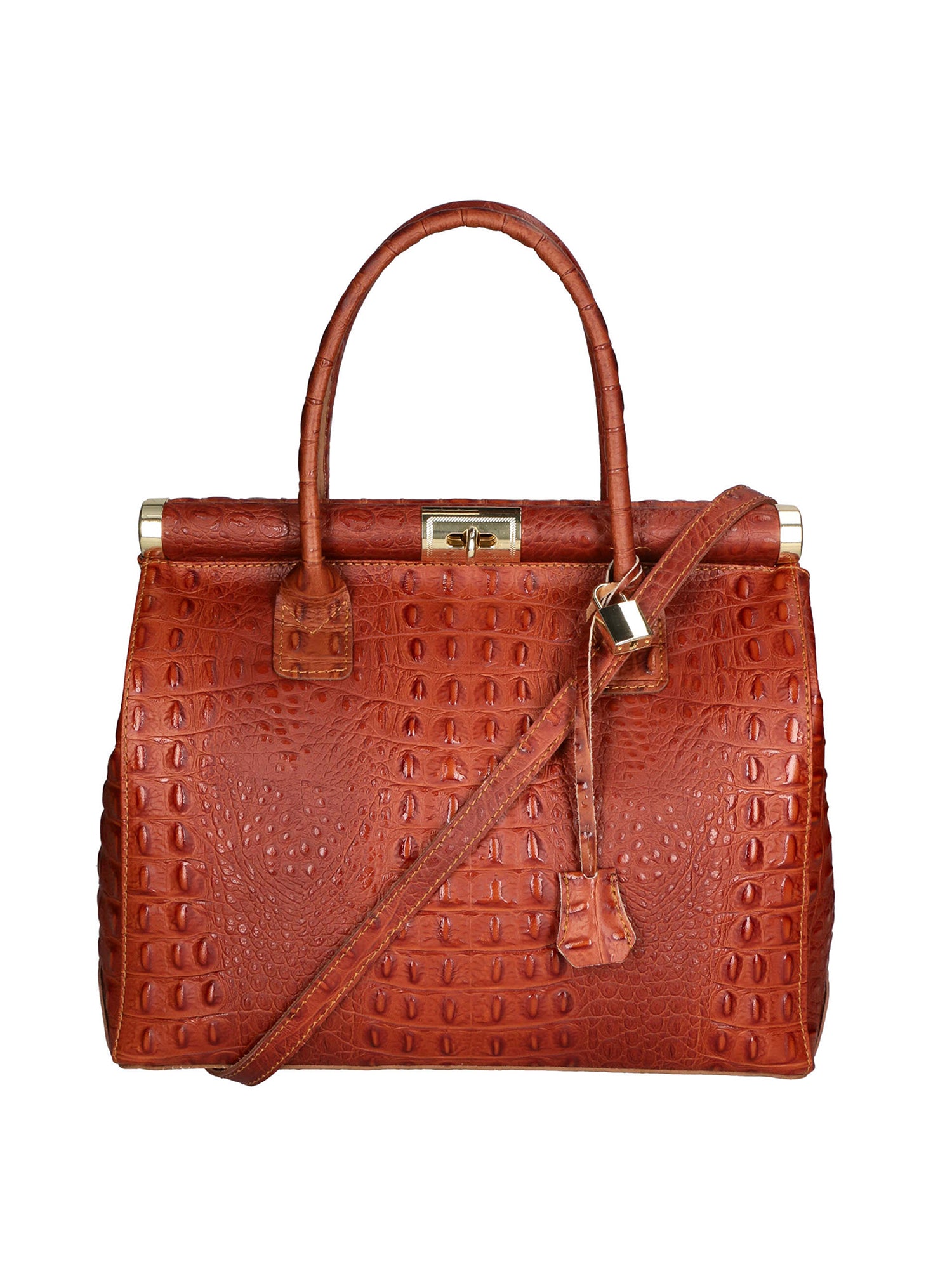 Deborah Borsa a mano da donna Pelle Croco Stampata 7727-C17 CUOIO COGNAC Gave Lux