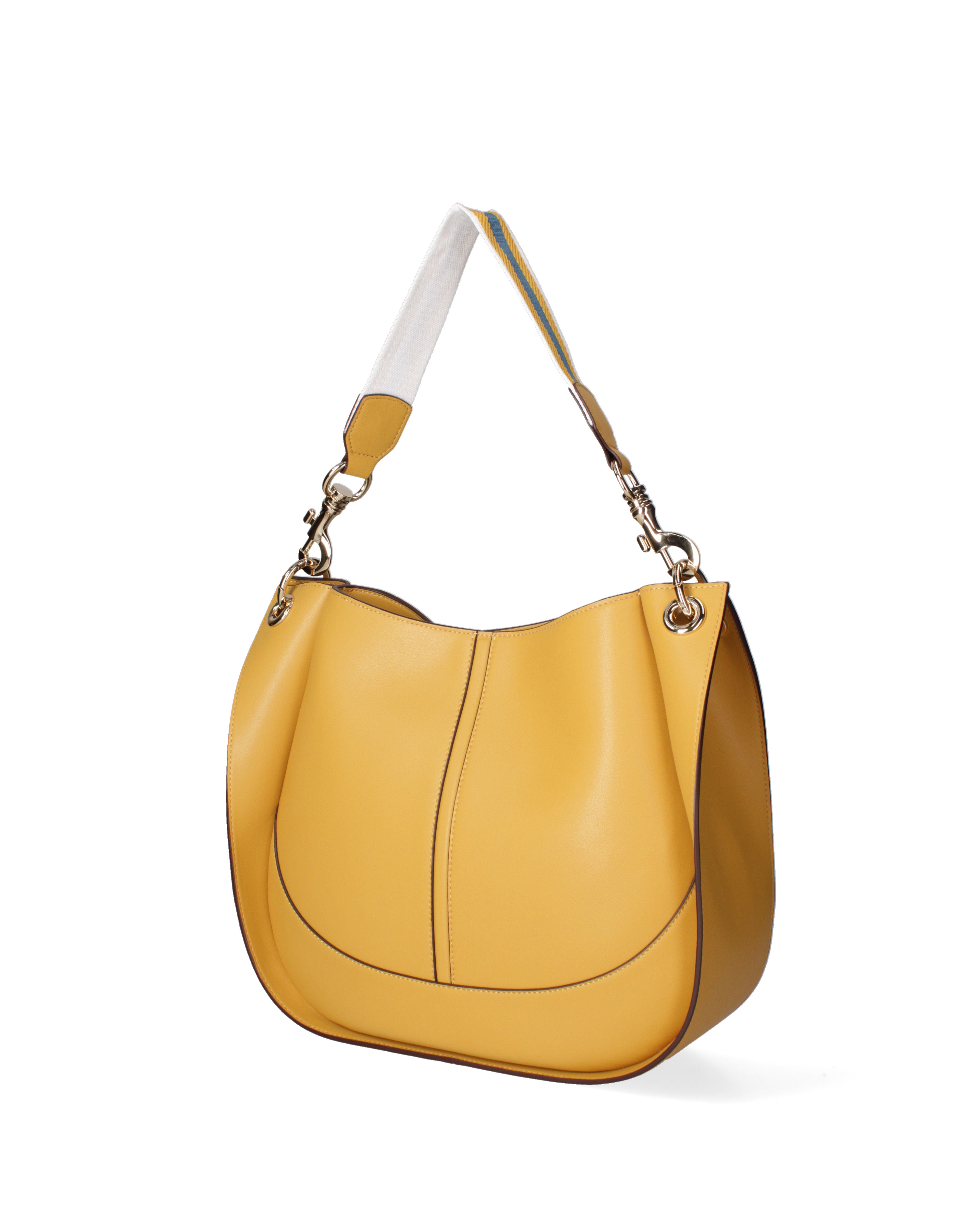 Borsa a spalla da donna 100% pelle riciclata 07224-Light yellow Viola Castellani