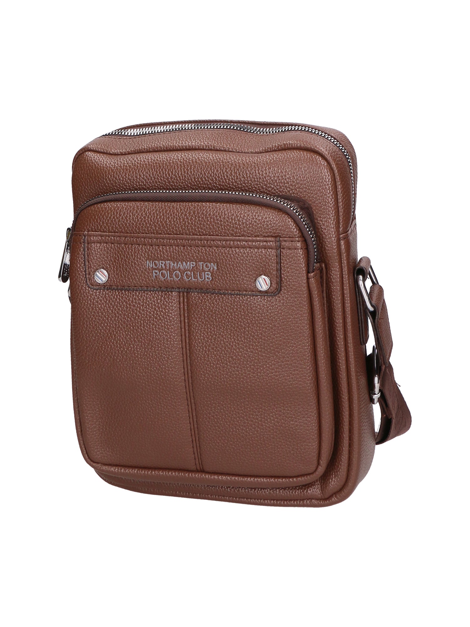 Borsa a tracolla uomo 100% PU Leather PCL3023-LIGHT BROWN Northampton Polo Club