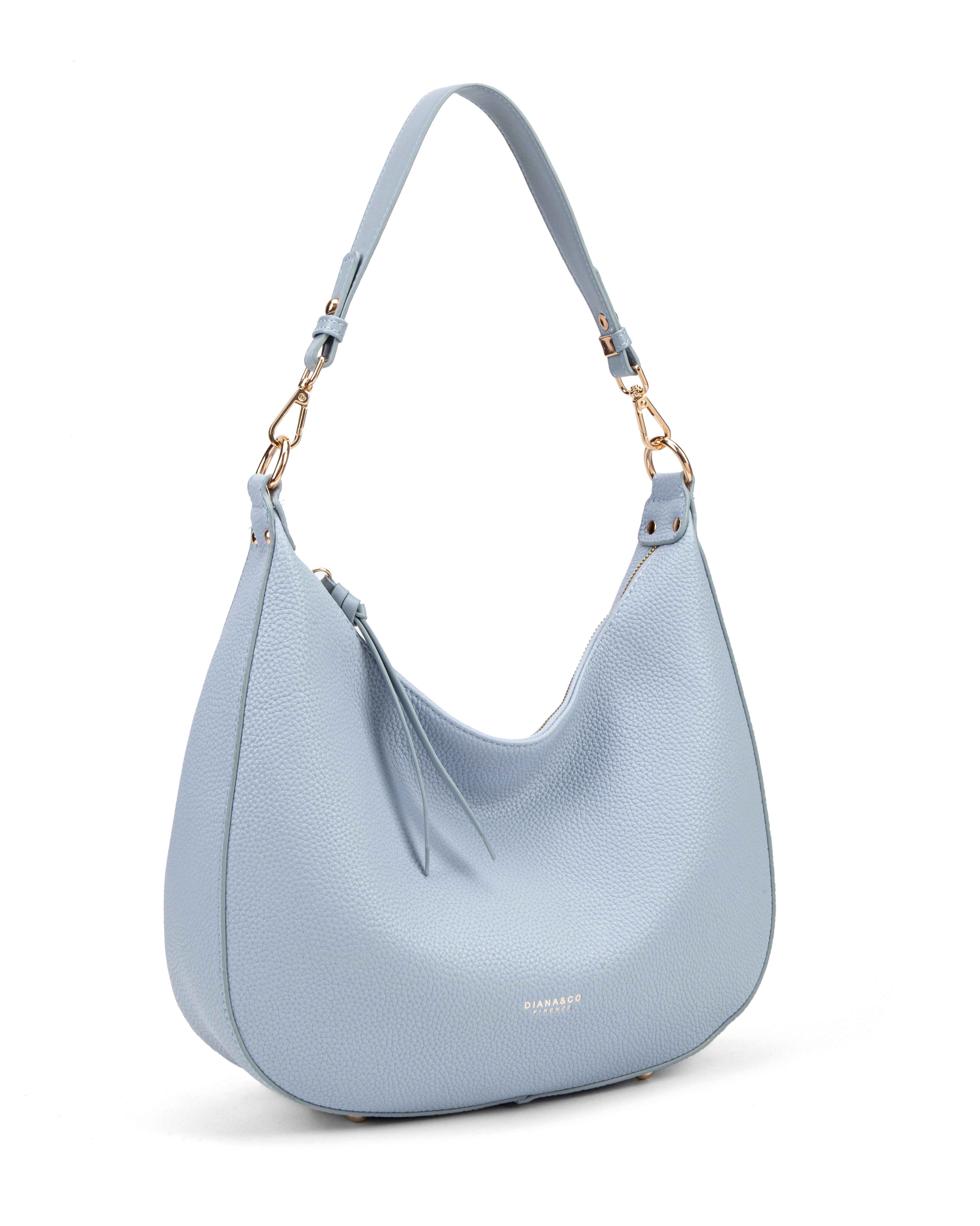 Borsa a spalla da donna 100% pelle vegana PU 715-1PT-LIGHTBLUE Diana&co
