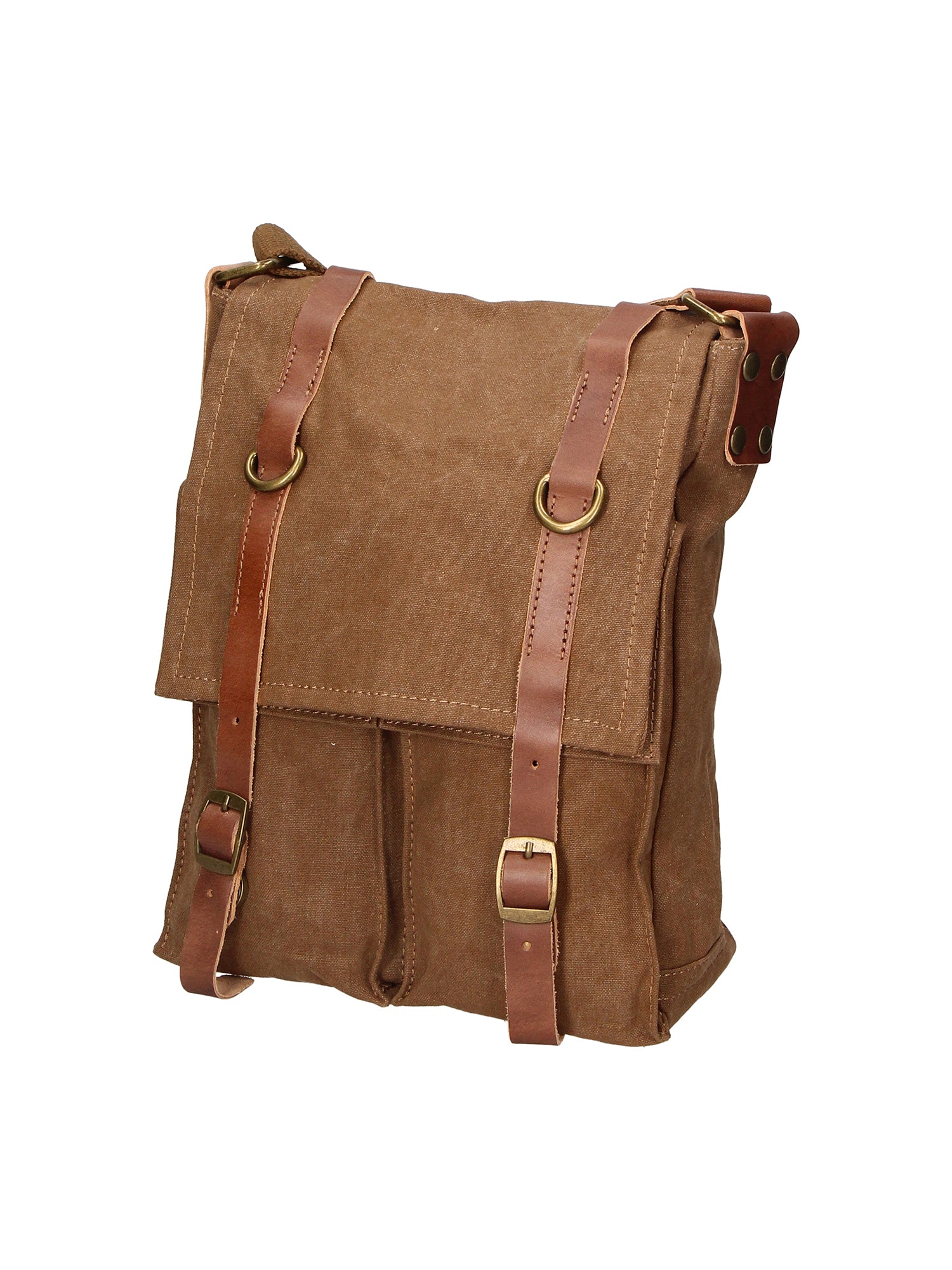 Milena Borsa a tracolla unisex Canvas e vera pelle ZG3009-FANGO TAUPE Gave Lux