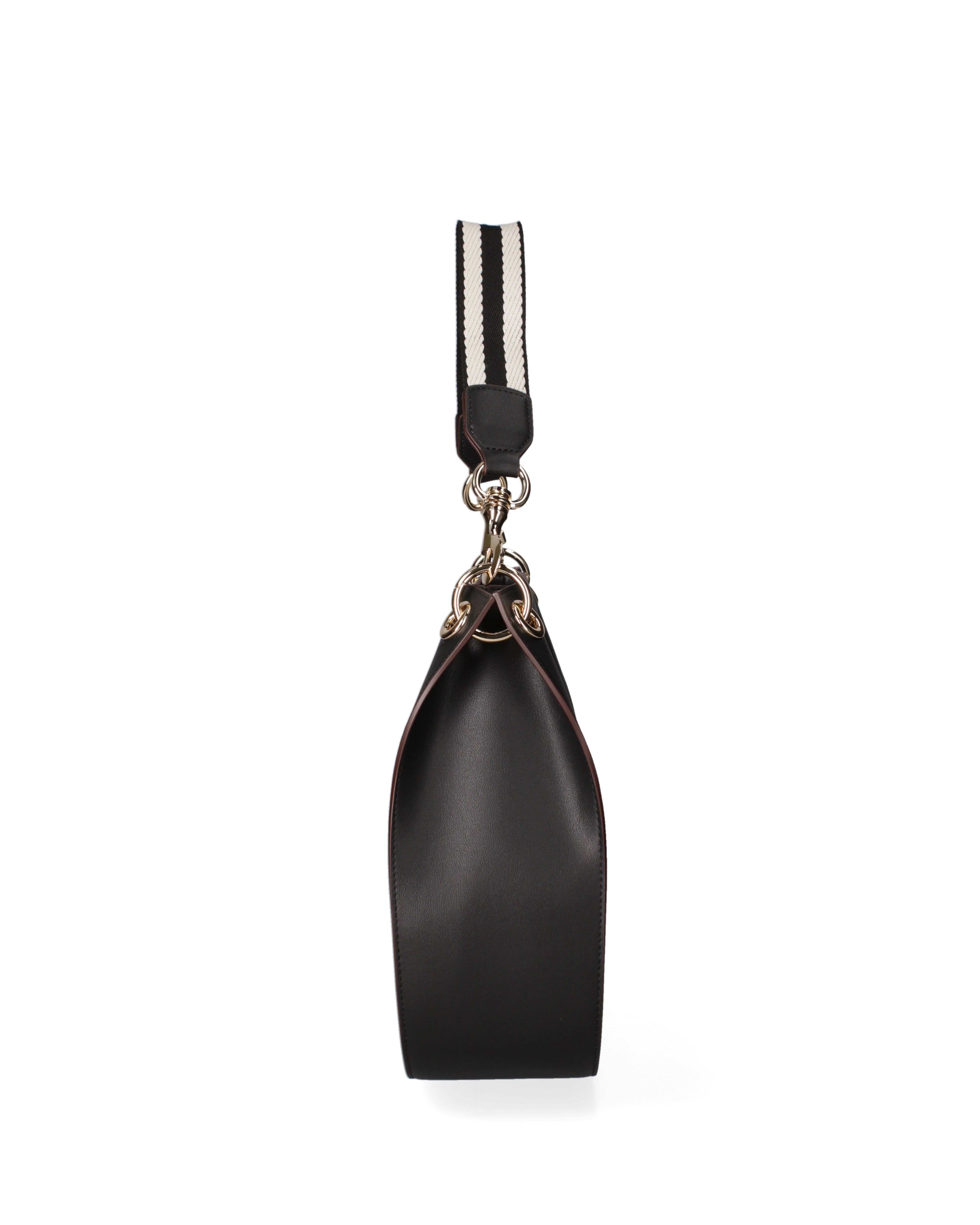 Borsa a spalla da donna 100% pelle riciclata 07224-Nero Viola Castellani