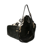Asia Borsa a spalla da donna Vera pelle 05475-MUCCA BIANCO NERO Gave Lux