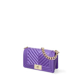 Borsa a mano da donna 100% Pvc FLAT-S 24-VIOLET INDIGO - GOLD Marc Ellis