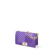 Borsa a mano da donna 100% Pvc FLAT-S 24-VIOLET INDIGO - GOLD Marc Ellis