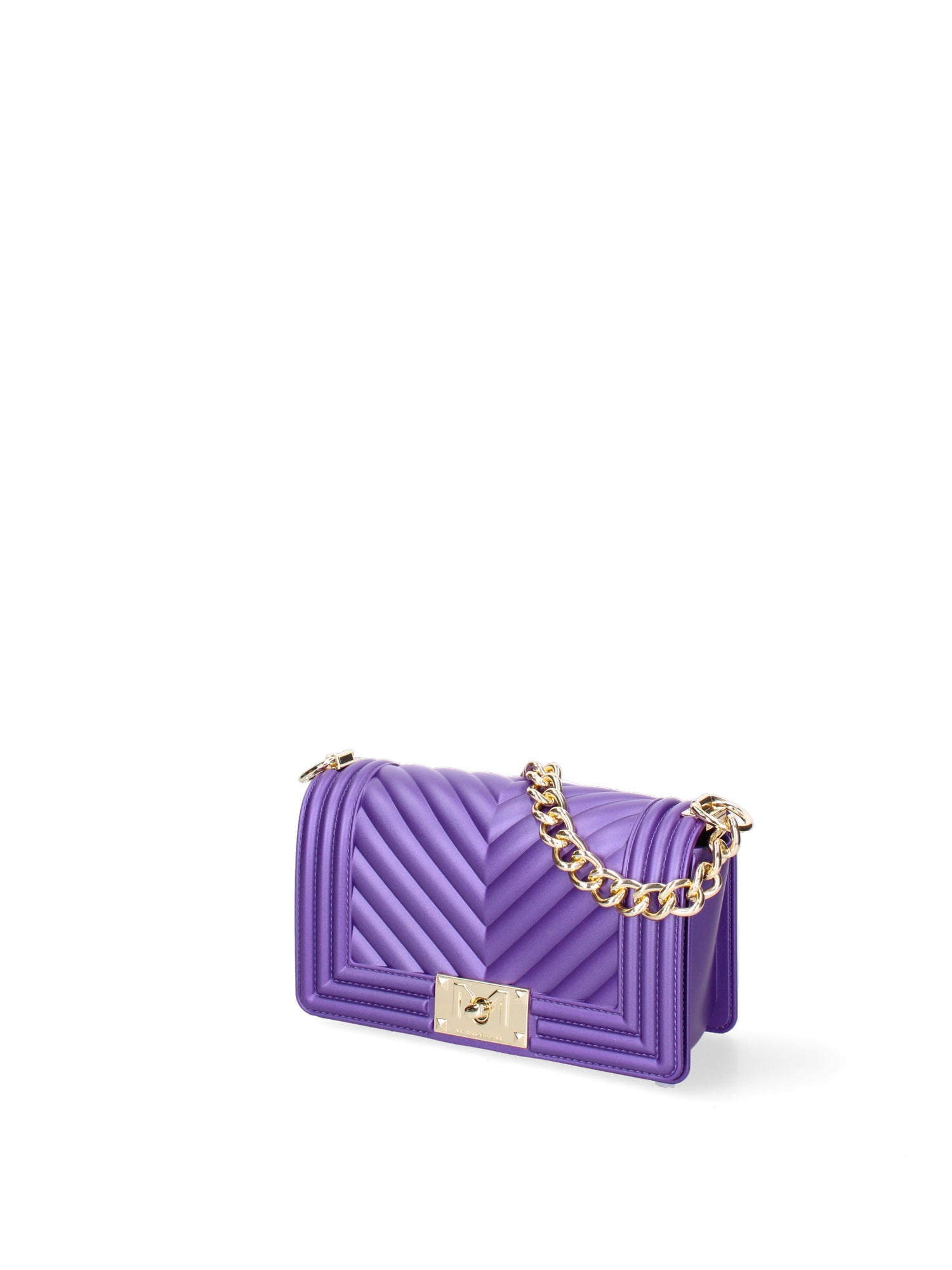 Borsa a mano da donna 100% Pvc FLAT-S 24-VIOLET INDIGO - GOLD Marc Ellis
