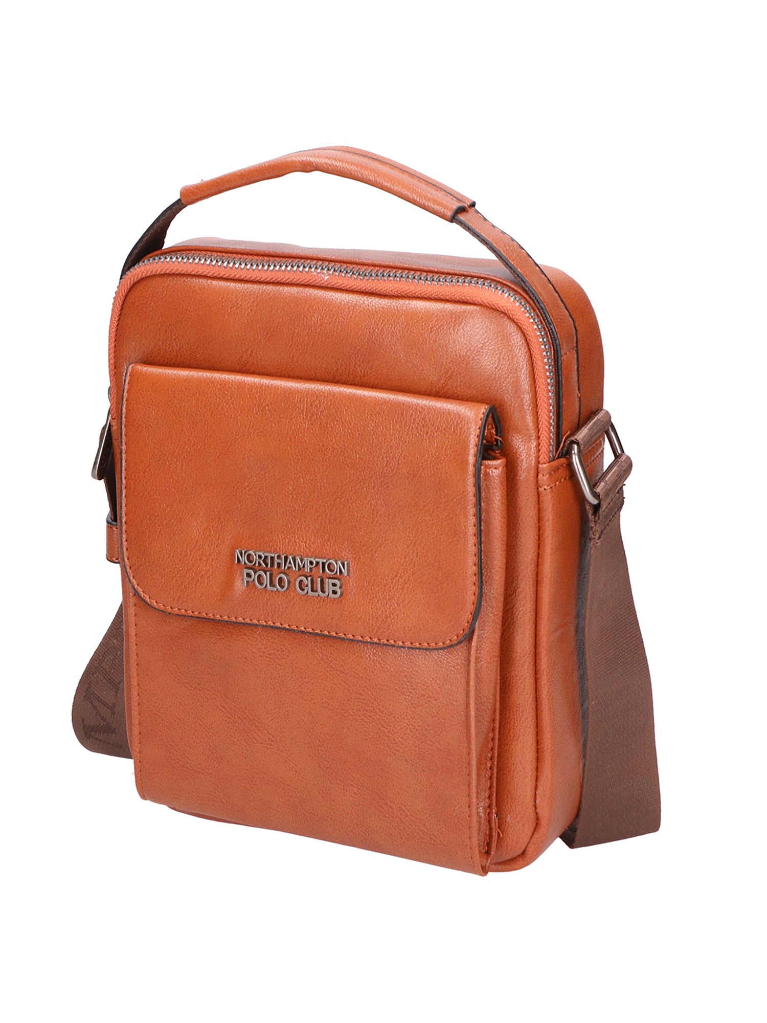 Borsa a tracolla uomo 100% pelle PU PCL3104-BROWN Northampton Polo Club