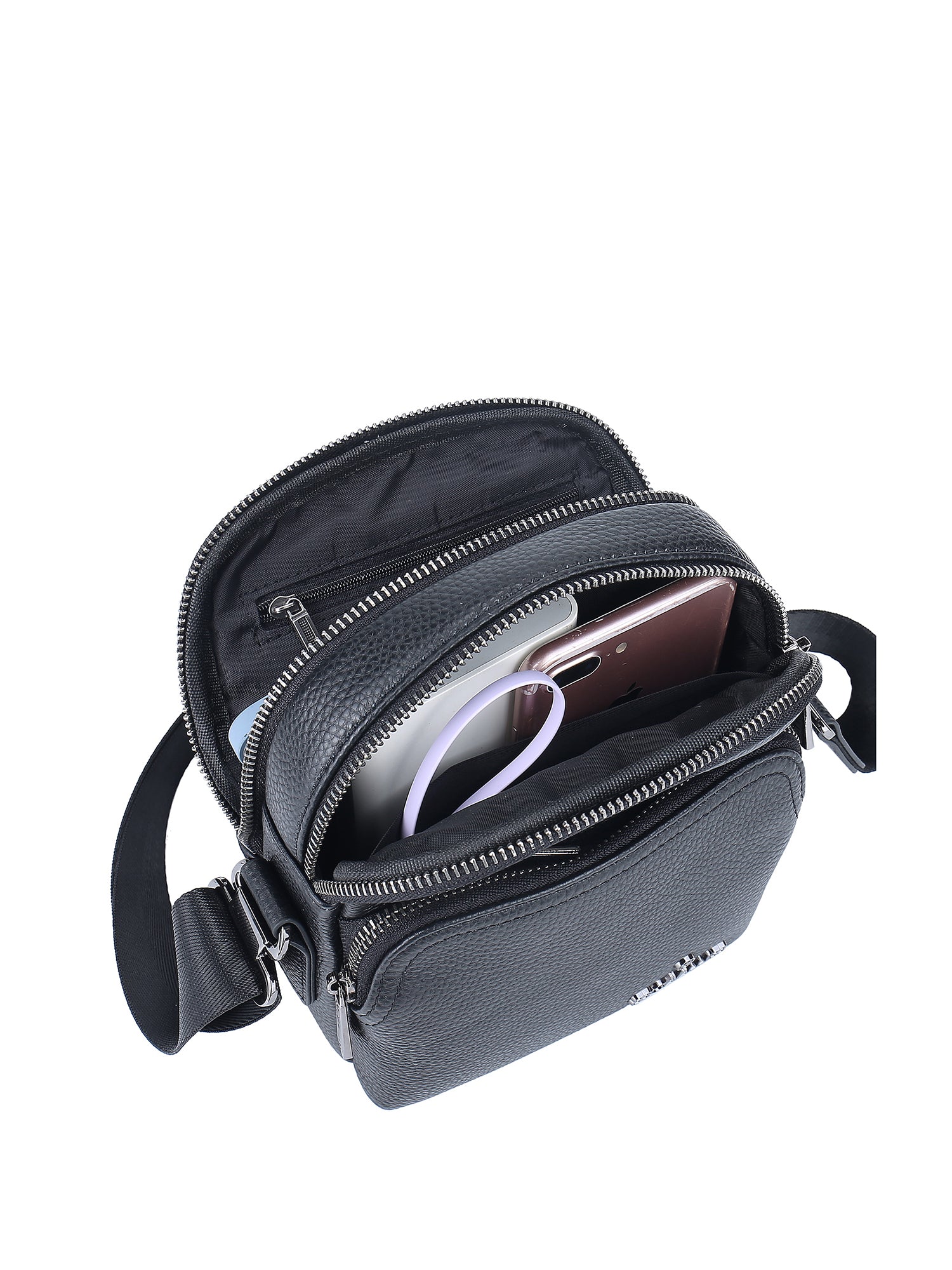 Borsa a tracolla da uomo in vera pelle Casual BC1484-BLACK B Cavalli