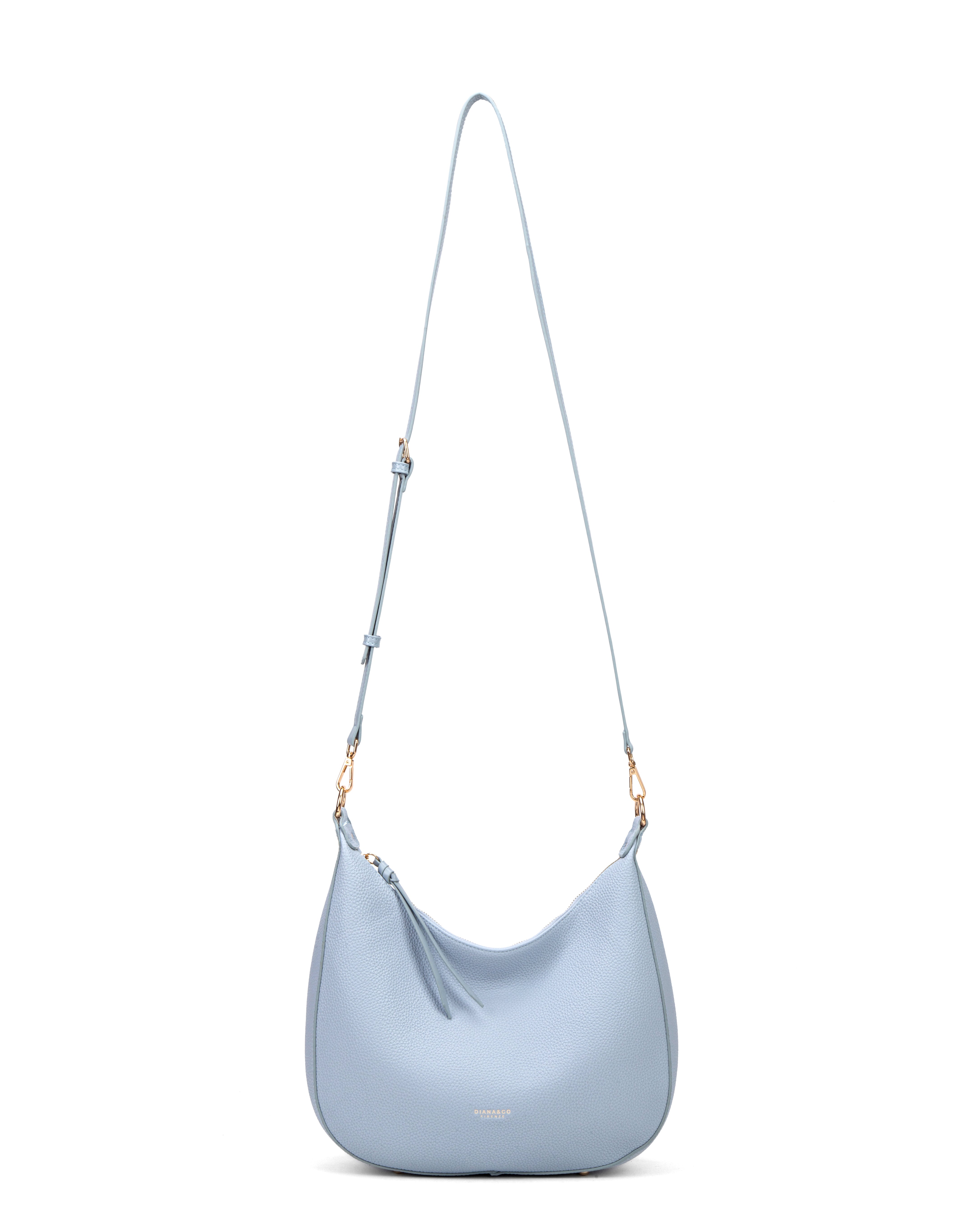 Borsa a spalla da donna 100% pelle vegana PU 715-1PT-LIGHTBLUE Diana&co