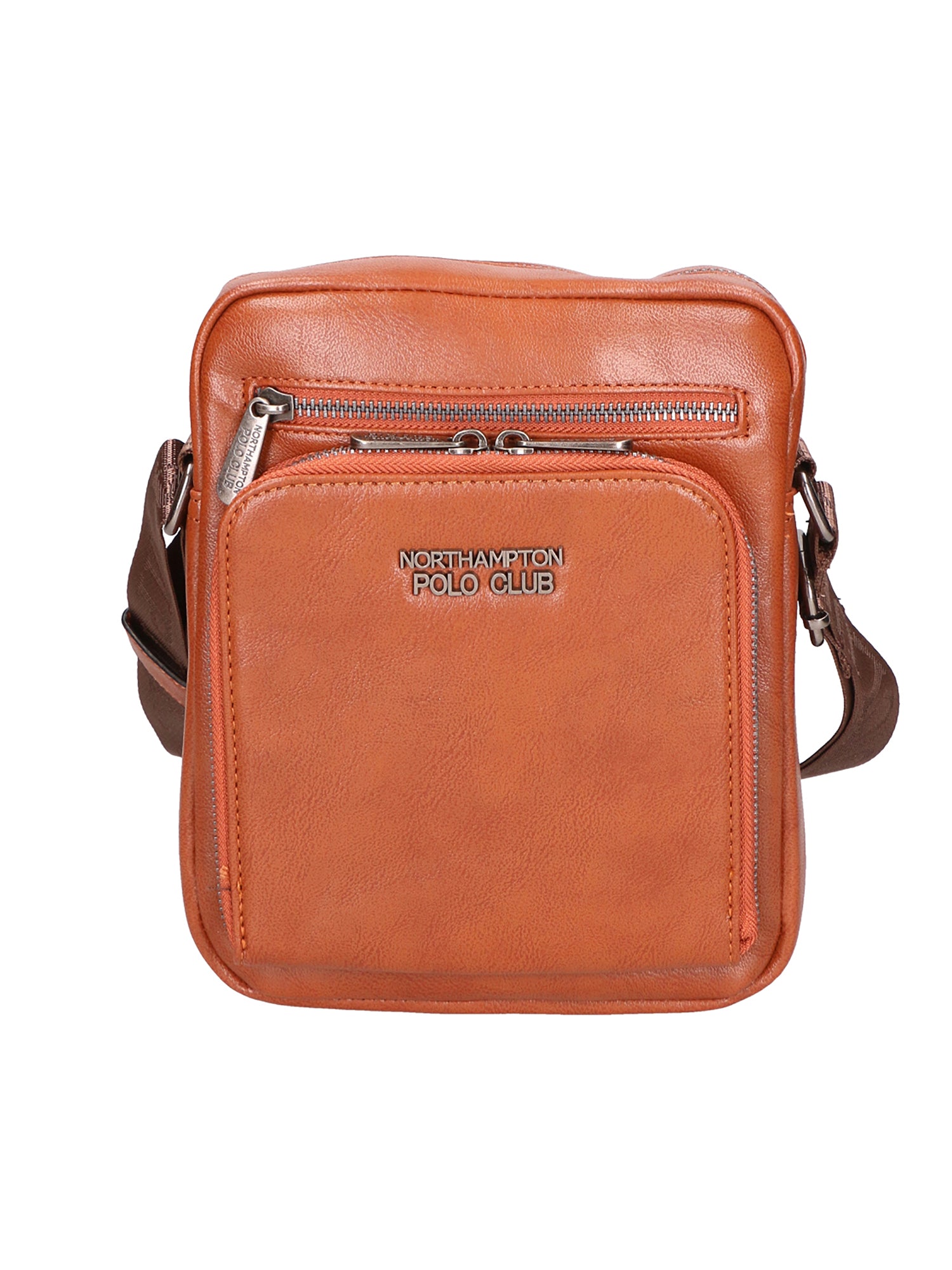 Borsa a tracolla uomo 100% pelle PU PCL3106-BROWN Northampton Polo Club