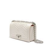 Borsa a mano da donna 100% PVC FLAT S MANHATTAN-OFF BLANC + SILVER Marc Ellis