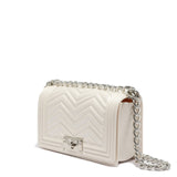 Borsa a mano da donna 100% PVC FLAT S MANHATTAN-OFF BLANC + SILVER Marc Ellis
