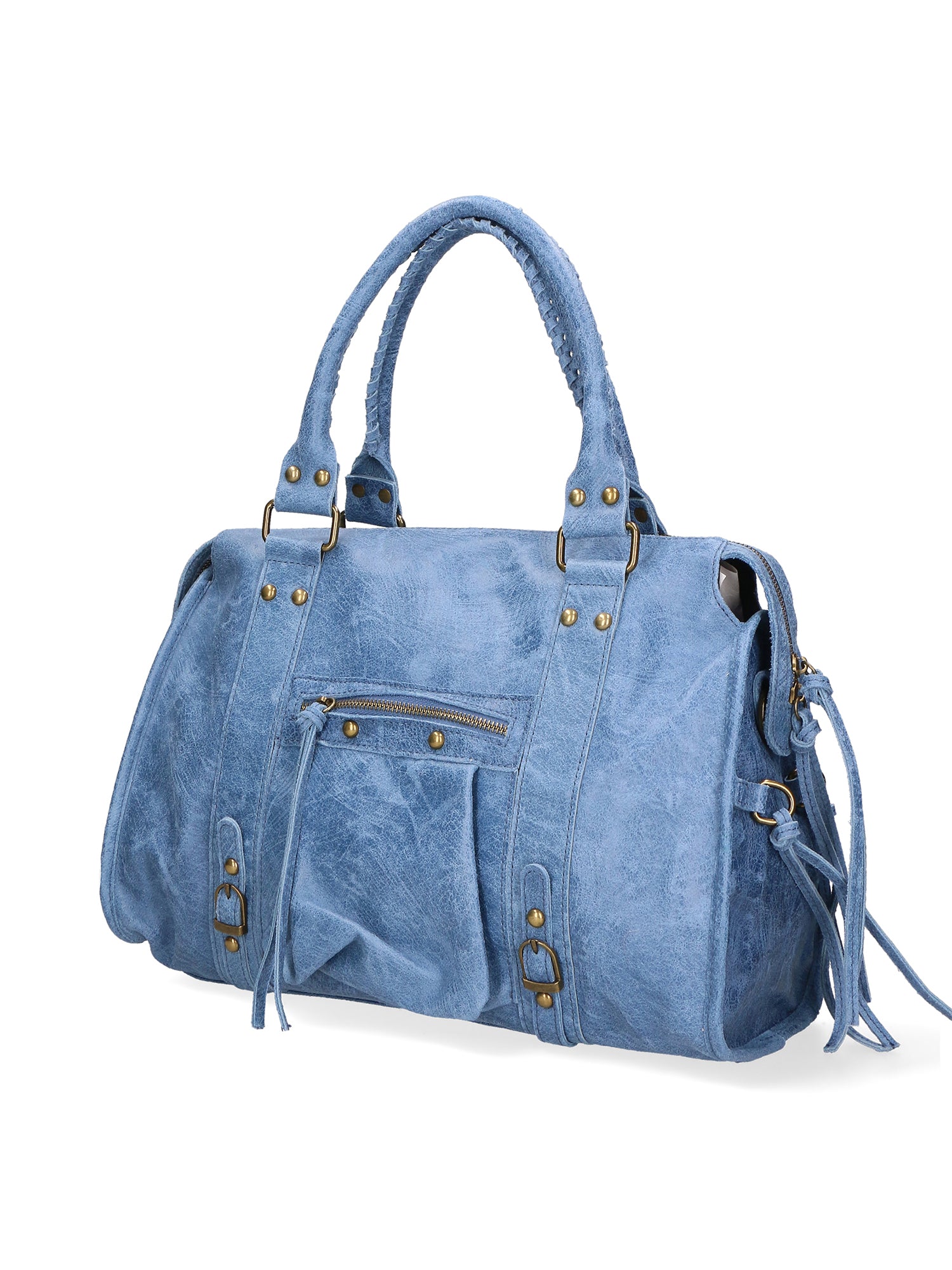 Elara Borsa a spalla da donna Vera pelle 06090-BLU JEANS Gave Lux