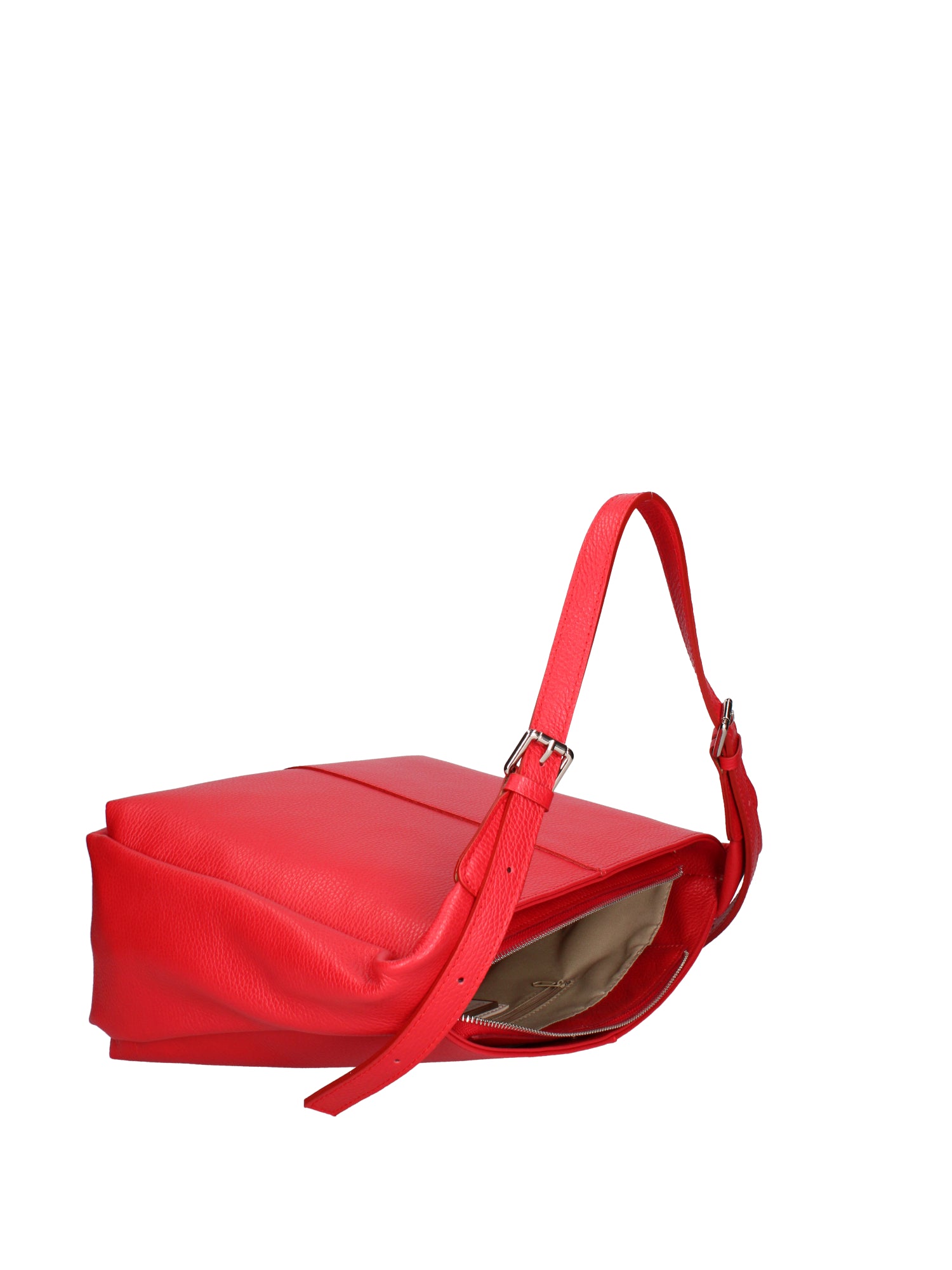 Borsa a spalla da donna Misto pelle e tessuto 07157-D58 ROSSO FUOCO Roberta Rossi