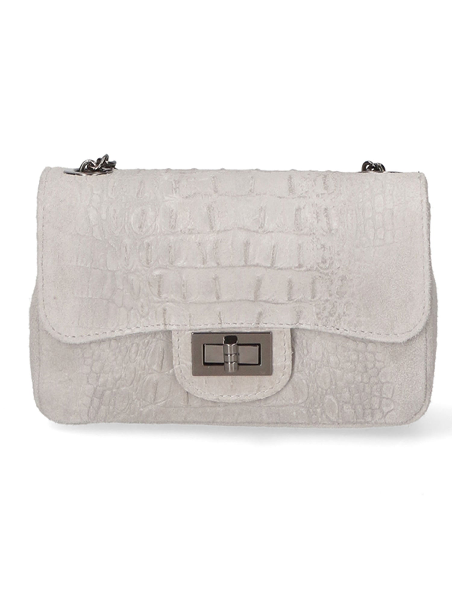 Camilla Borsa a tracolla da donna Pelle scamosciata croco 10029-GRIGIO Gave Lux