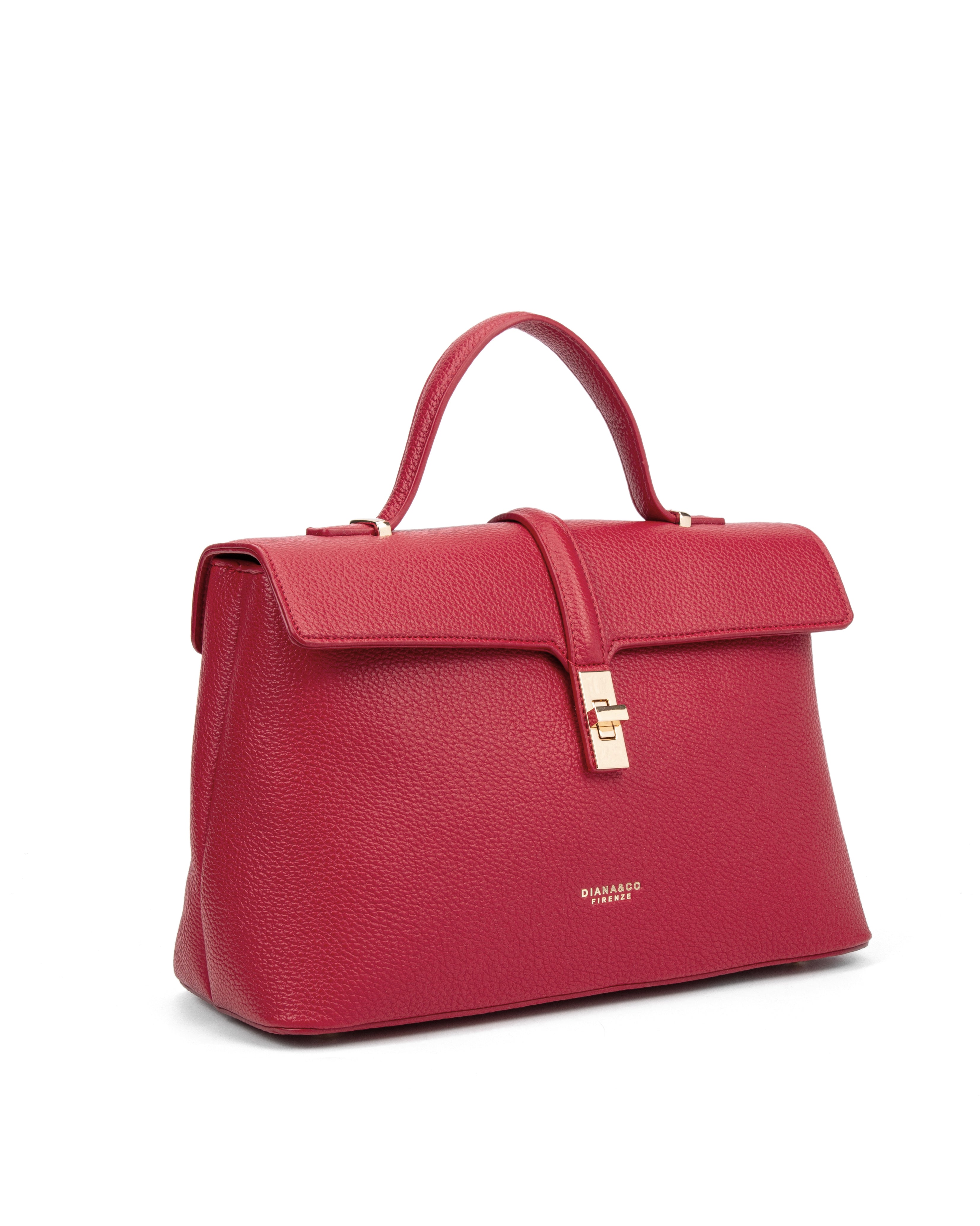 Borsa a mano da donna 100% pelle vegana PU 755-2PT-RED Diana&co