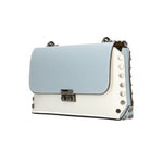 Vera pelle 8641-BIANCO+CIELO Borsa a tracolla da donna Evanthe Pro Gave Lux