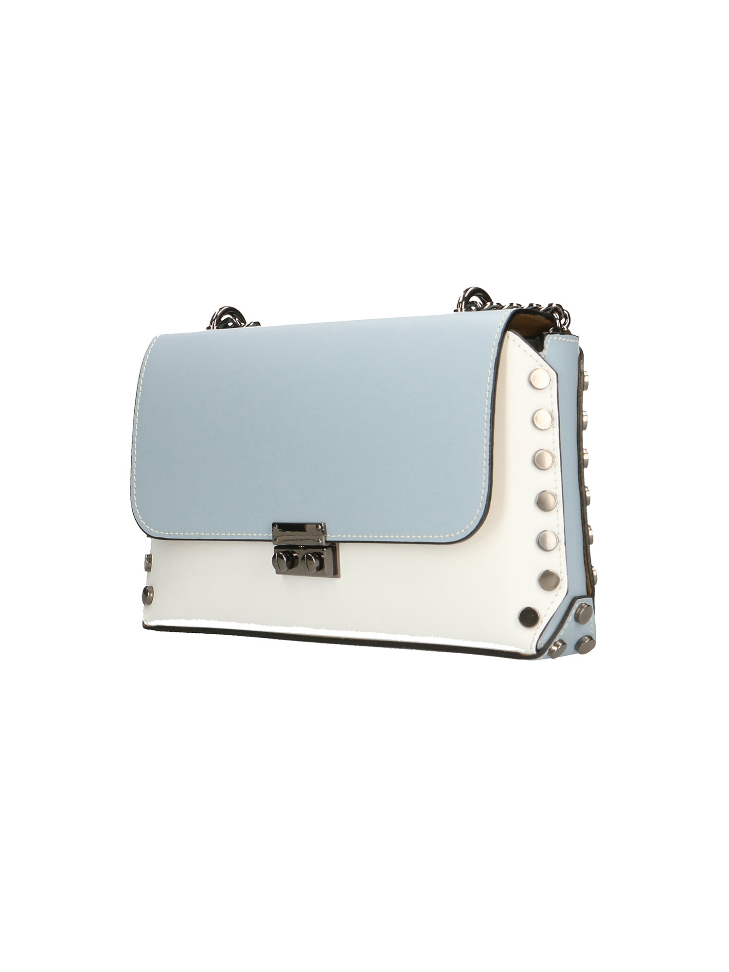 Vera pelle 8641-BIANCO+CIELO Borsa a tracolla da donna Evanthe Pro Gave Lux