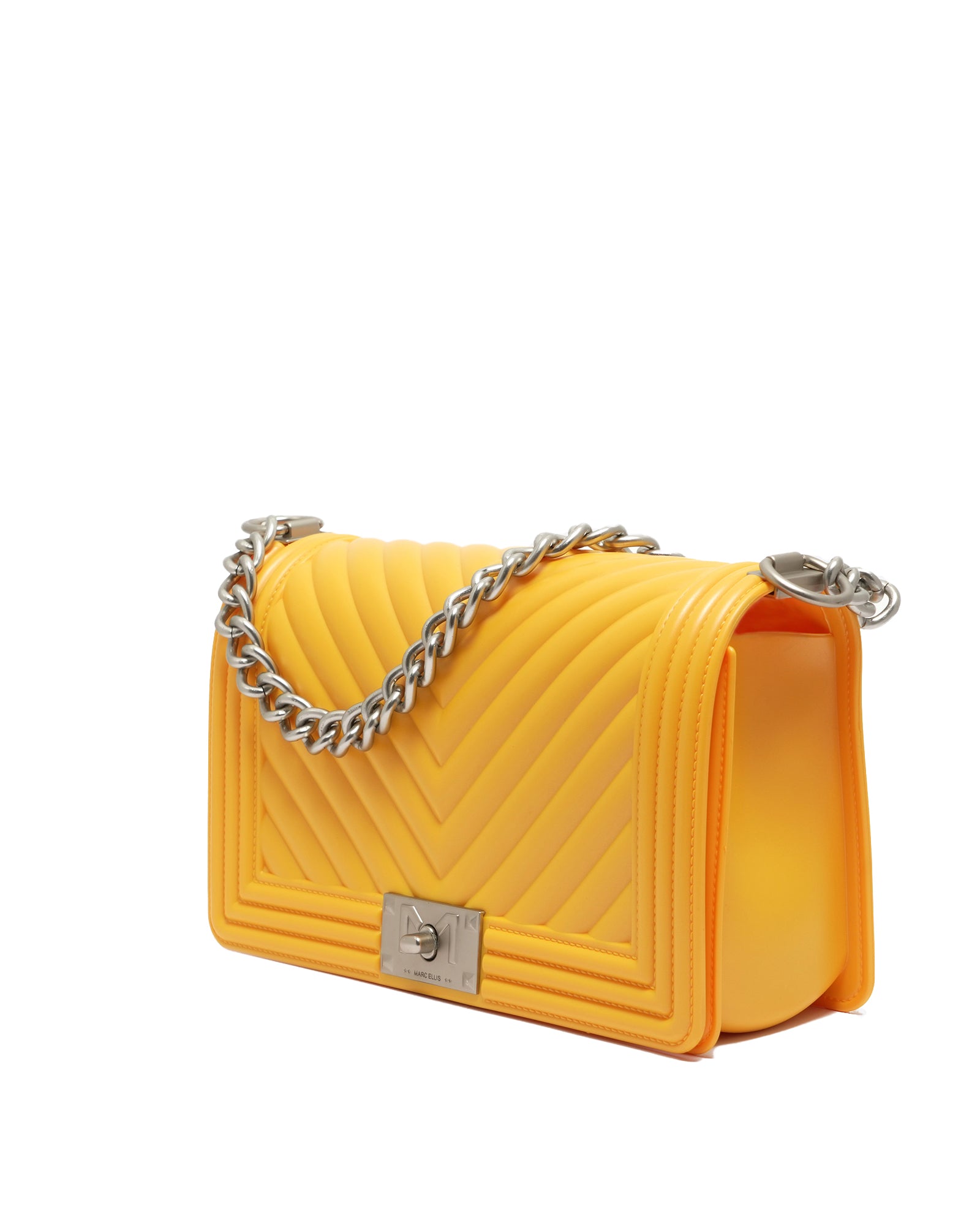 Borsa a mano da donna 100% PVC FLAT M-VANIGLIA + OFF SILVER Marc Ellis